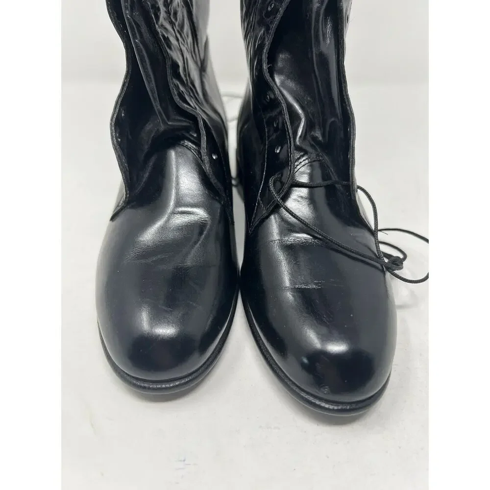 Justin V9296 Black Leather Horse Field Riding High Lace Boots Shoes Womens 4C‎
